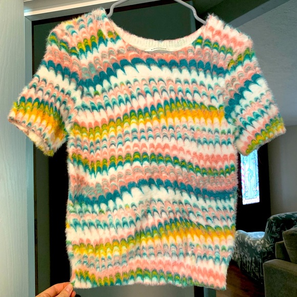Anthropologie Tops | Anthropologie Marbled Sweater Tee | Color: White | Size: Xs | Lestafford's Closet